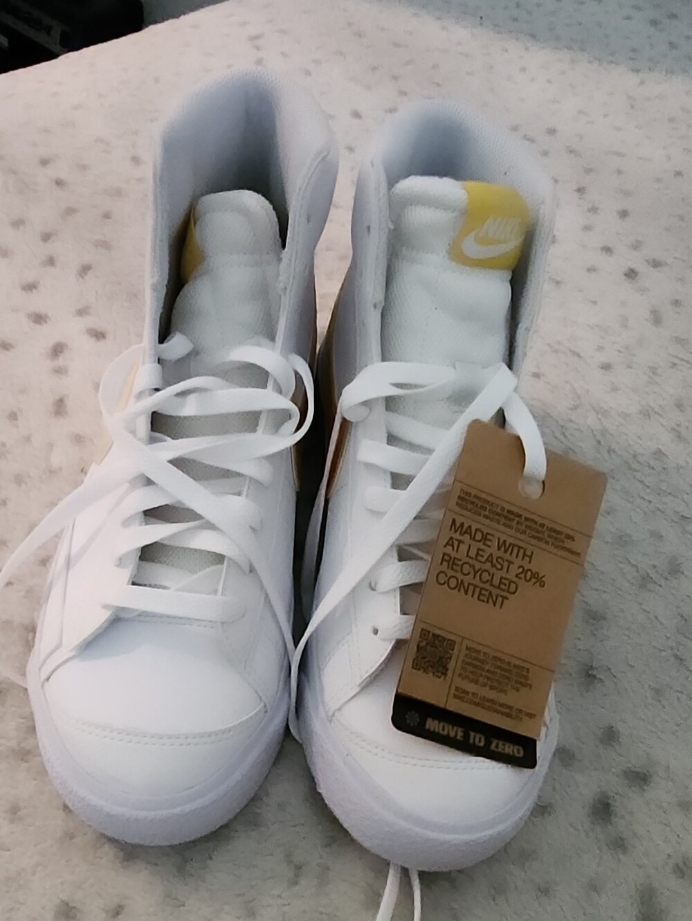 Nike Blazer Mid 77 White High-Top Sneakers with Yellow Tongue Detail